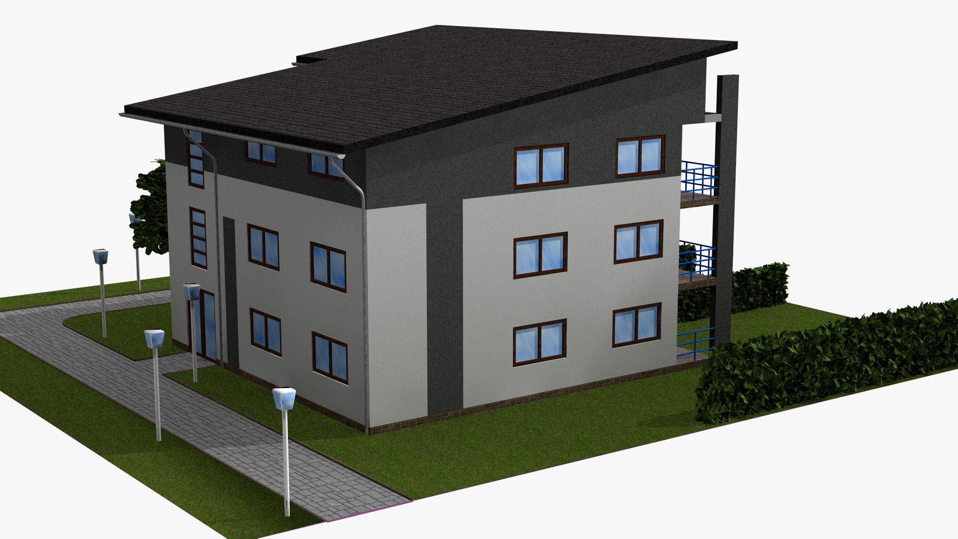 House 176 low poly modern apartment building model - TurboSquid 2073888