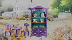 Rustic chair and table set 3D model