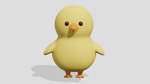 3D model Cute little yellow chicken