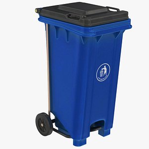 Street Plastic Trash Bin 1 Blue Black 3D model