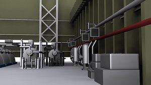 Nuclear power plant vapor turbine 3D model