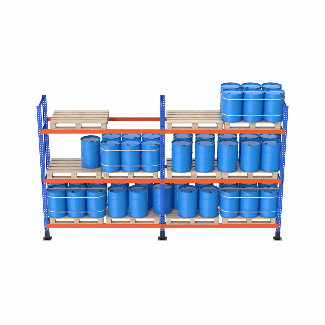 3D Pallet Rack And Blue Barrels - TurboSquid 2160175