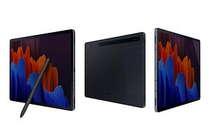 3D Samsung Galaxy Tab S7 Plus Mystic Black Low Poly model