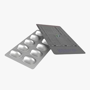 3d pills blister pack model