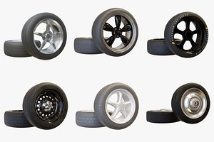 High-Detail Car Wheels Set for Games and Rendering Collection