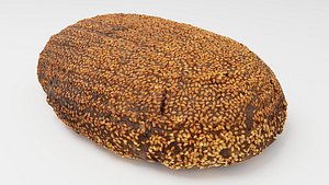Black or dark bread with sesame seeds icing 3D