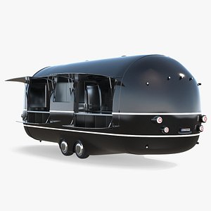3D Food Vending Trailer Black Rigged