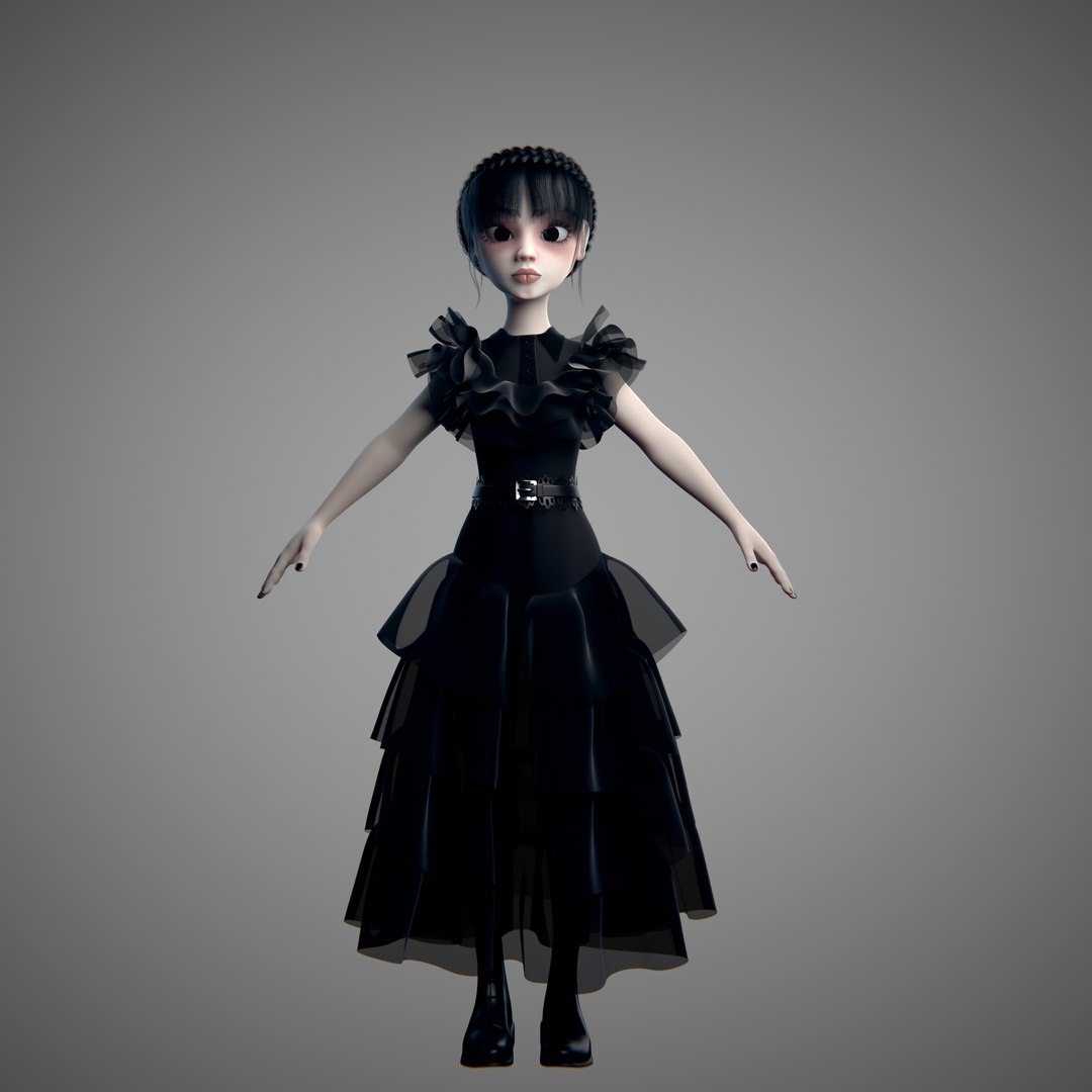 Wednesday Addams V2 - Rigged Character Low-poly 3D - TurboSquid 2024398