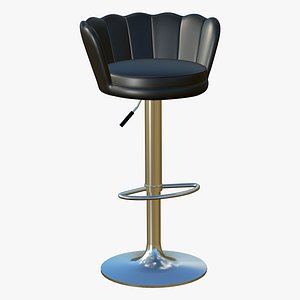 3D Stool Chair Black Leather model