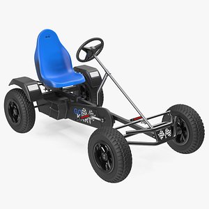 Blue Pedal Go Kart Rigged 3D model