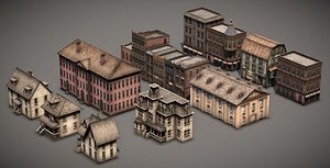 victorian old style buildings 3D