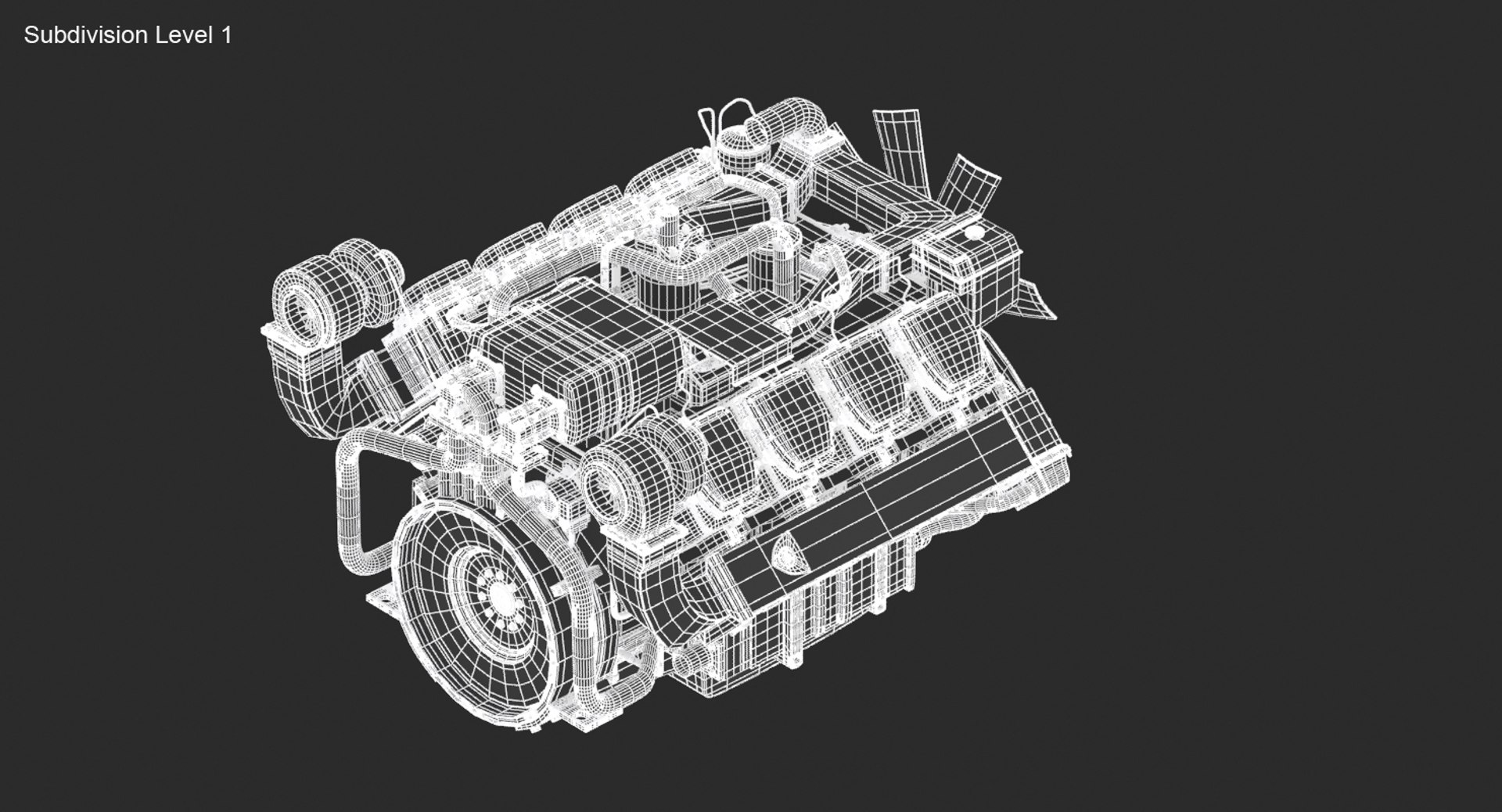 Truck V8 Diesel Engine 3d 3ds