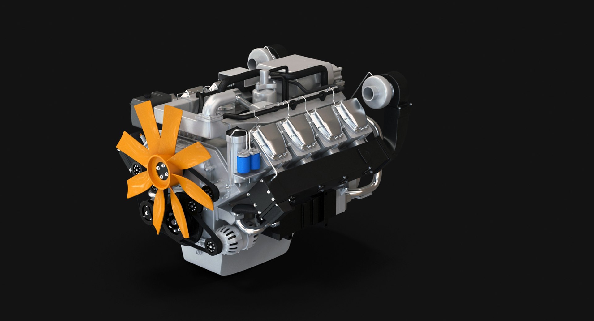 Truck V8 Diesel Engine 3d 3ds