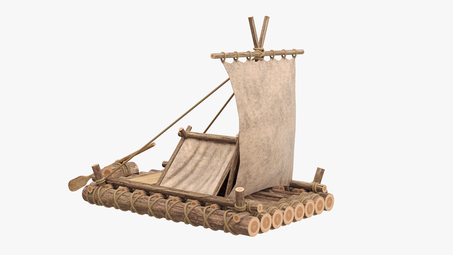 Realistic Wooden Raft 3D Model - TurboSquid 1581770