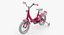 Girls Kids Bike with Training Wheels Rigged 3D Model