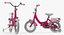 Girls Kids Bike with Training Wheels Rigged 3D Model