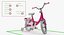 Girls Kids Bike with Training Wheels Rigged 3D Model