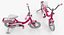 Girls Kids Bike with Training Wheels Rigged 3D Model