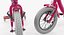 Girls Kids Bike with Training Wheels Rigged 3D Model