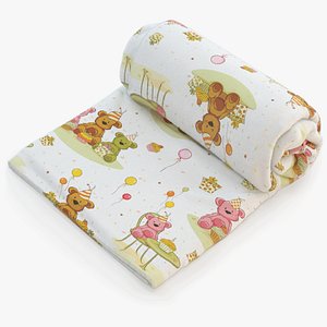 3D rolled baby blanket model