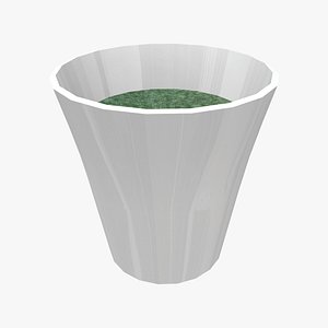 Classic Curved White Ceramic Plant Pot model