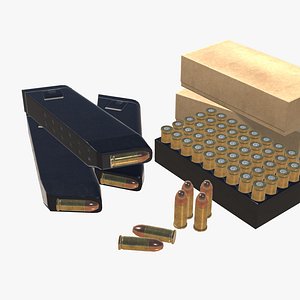 3D 9mm Ammo Pack Low-poly 3D model