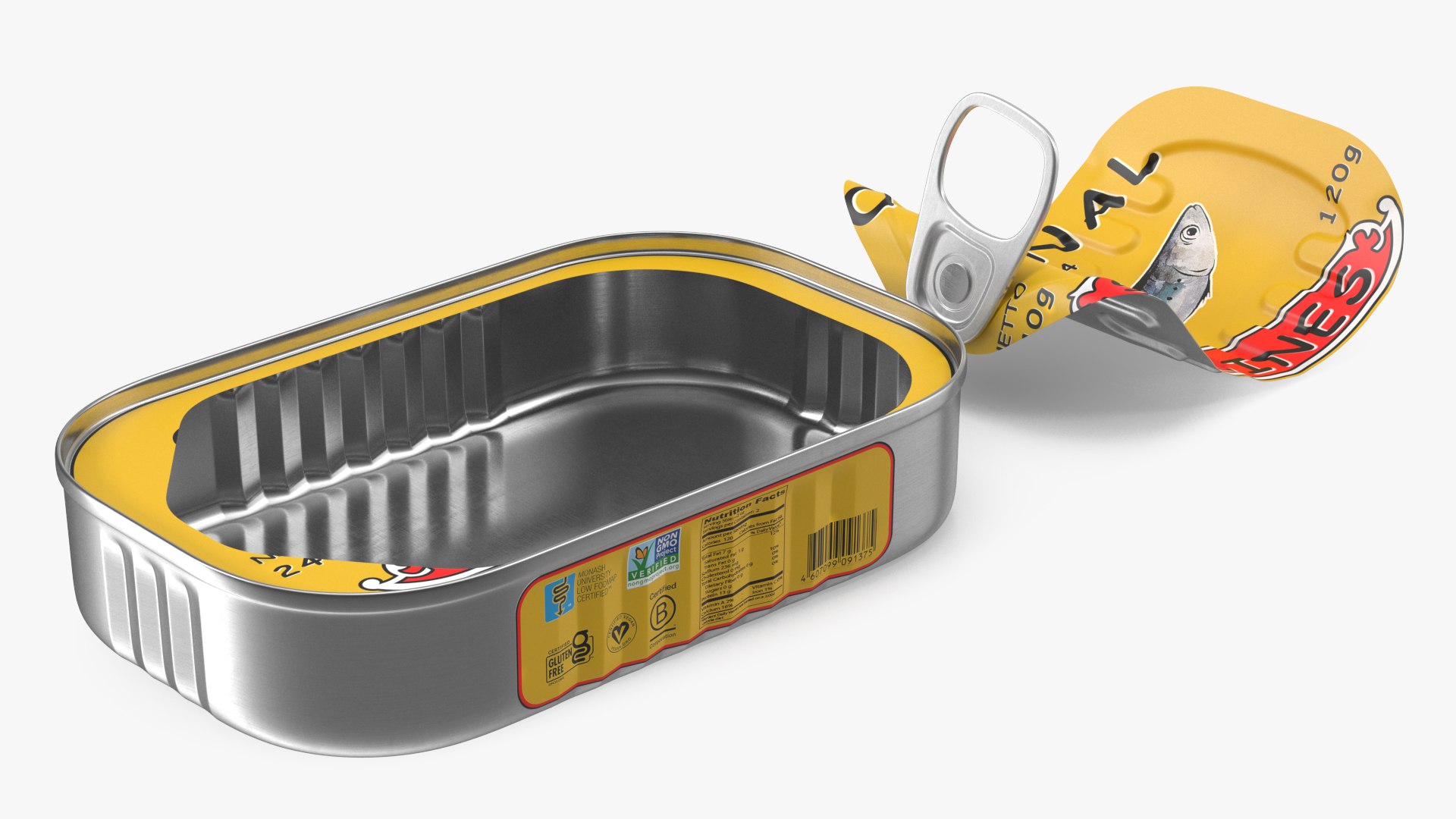 Open Pull Ring Sardine Tin Can 3D model preview