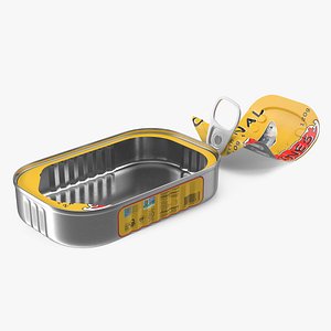 3D Open Pull Ring Sardine Tin Can