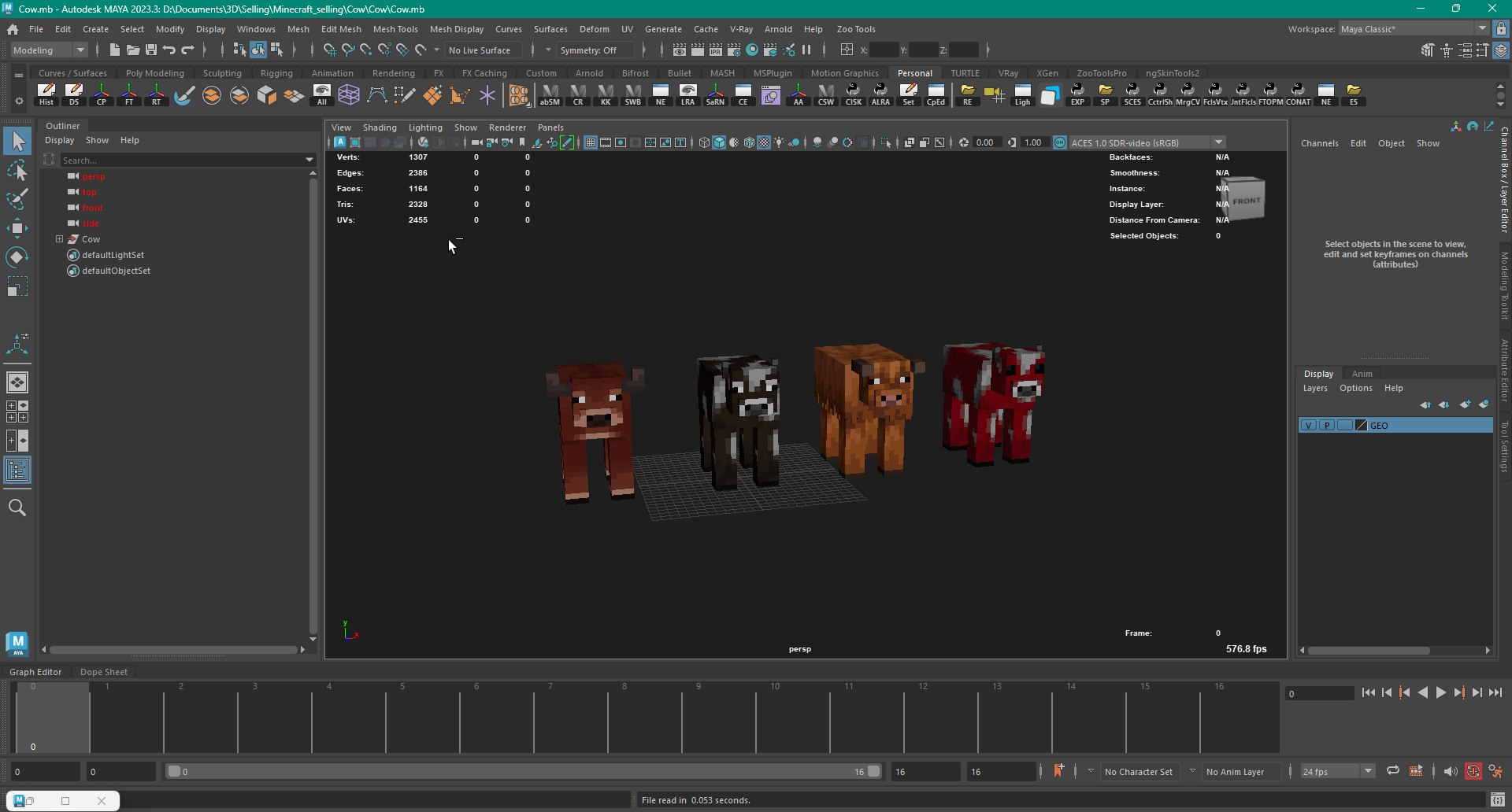 3D Model Minecraft Cow - TurboSquid 2514317