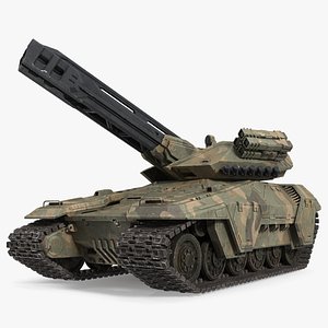 Futuristic Battle Tank in Camouflage Rigged 3D