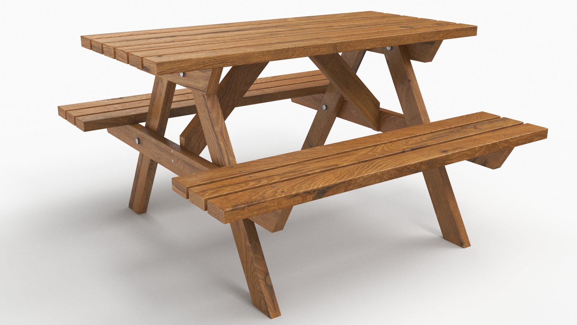 Picnic Table Rustic Oak 3D - TurboSquid 2109789