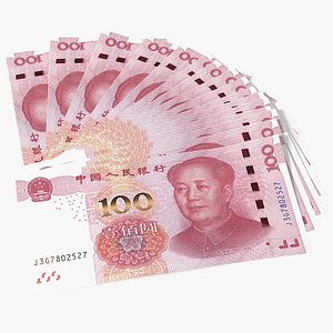 Chinese 100 Yuan 2015 Banknotes Fan 3D model