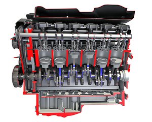 Cutaway V12 Engine