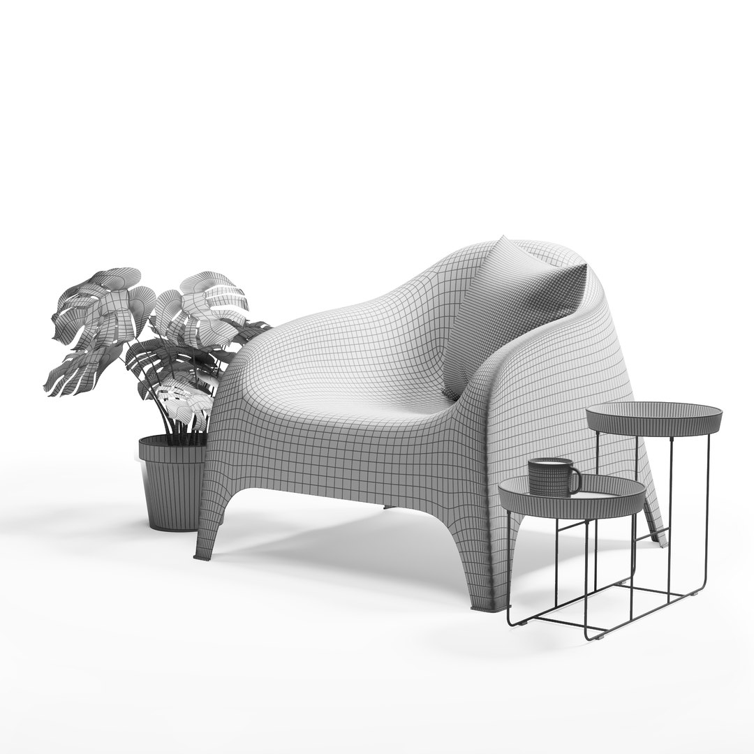 IKEA Set With SKARPO Garden Armchair FEJKA VITLOK And DINERA Model
