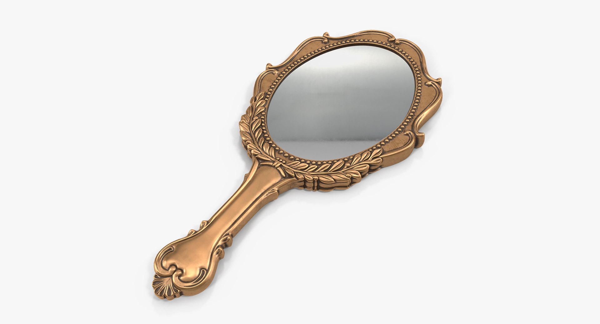 Old Brass Hand Mirror 3D model preview