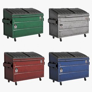 Garbage Dumpster 4 colors 3D model