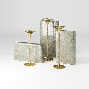 3D hand-hammered candlestick rectangular vase model