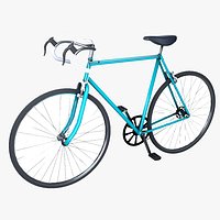 Low poly bicycle teal color 3D Model StemCell certified UV 4K PBR Textures