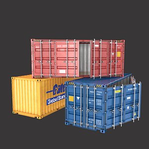 3D Old 20FT Side Opening Standard Shipping Container Low-poly 3D Model ...