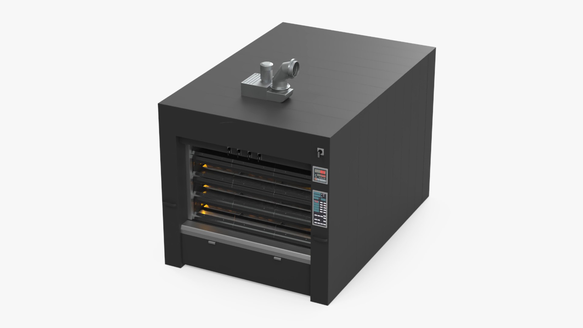 Industrial Deck Bakery Oven with Buns 3D model preview