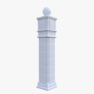 3D Stone Pillar Bollard Architectural Column 3D Model Low Poly PBR model
