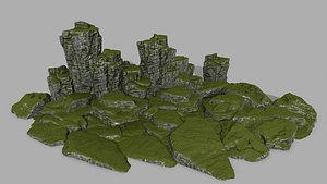 3D rock cliff moss model