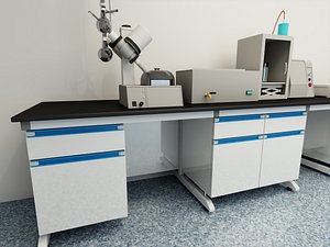 3D Laboratory Workbench with Equipment