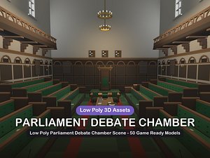 Low Poly Parliament Debate Chamber Scene