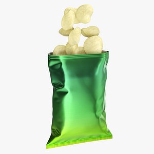 Potato chips package opened with folds mockup