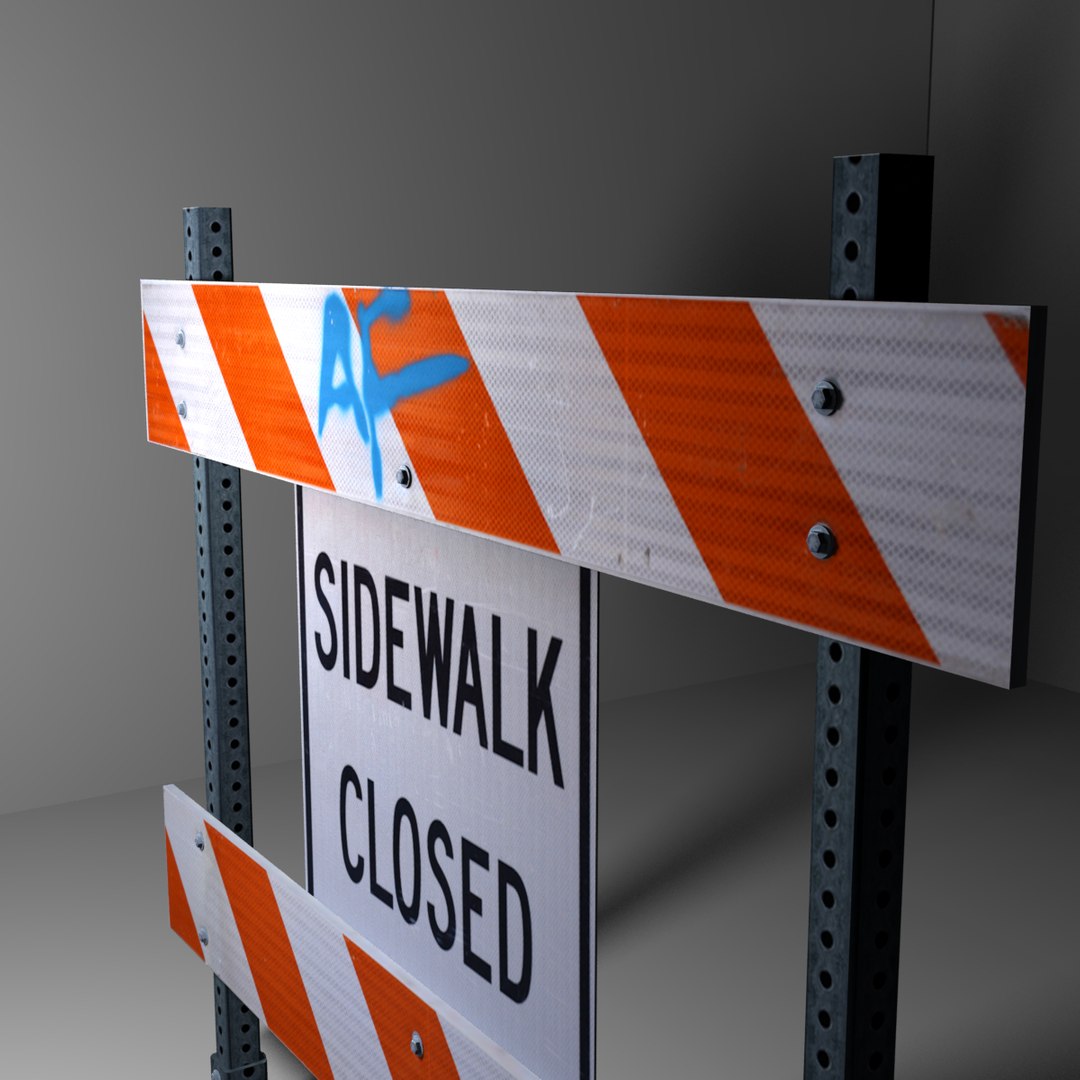 3d Model Sidewalk Closed