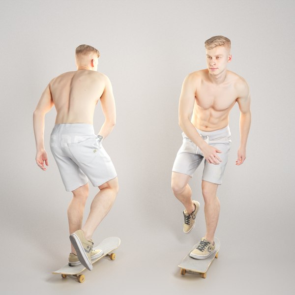 3D sporty young man riding