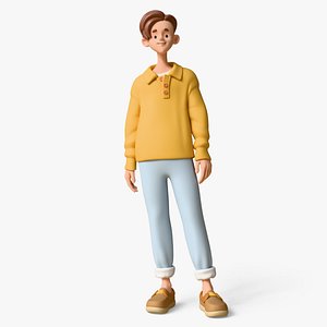 Cartoon Young Man No Textures