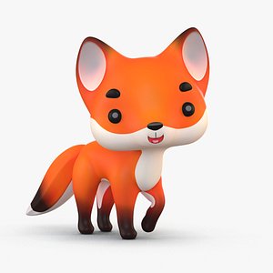 3D cute cartoon fox 2 model