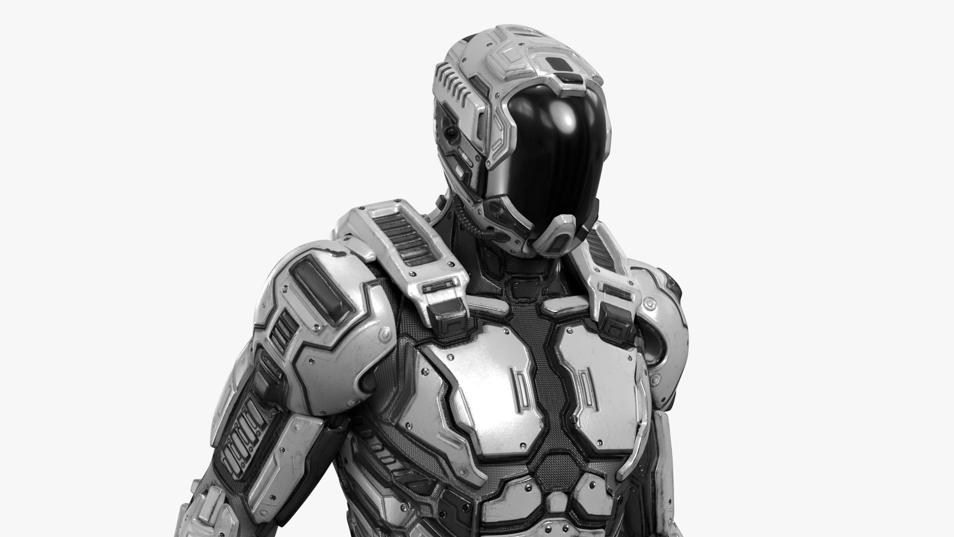 Walking Futuristic Armored Robot Animated Rigged 3D model preview